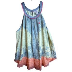 Sundance Halter Tunic Women’s Sz 16 Yellow Chiffon‎ Paisley Print 100% Silk NWOT